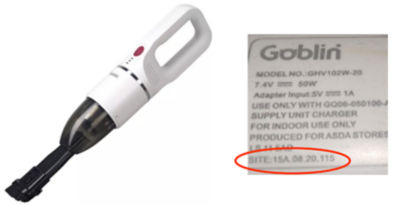 Product Recall: Goblin GHV102W-20 White Mini Handheld Cordless Vac